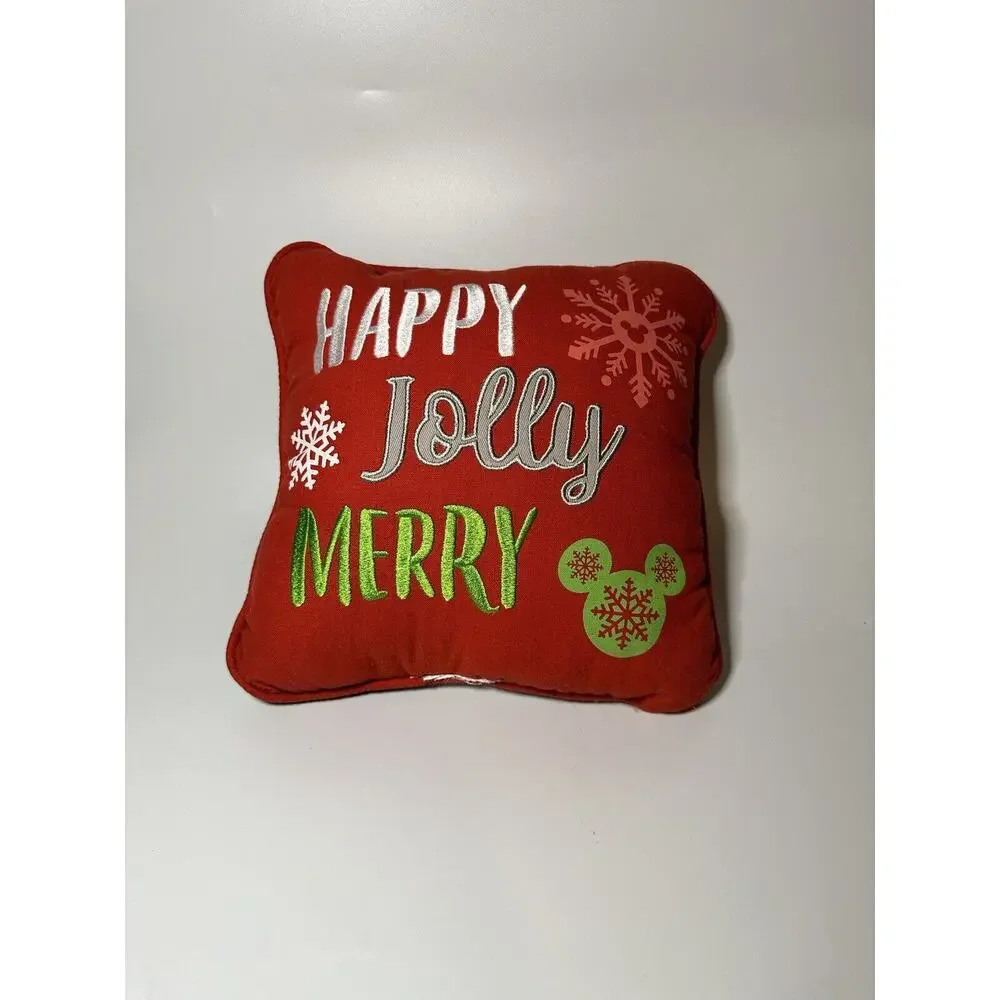 Disney Parks Santa Mickey & Friends Christmas Holiday Throw Pillow Merry Jolly